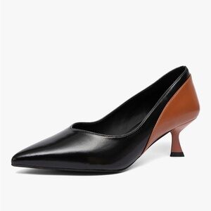 NEWBELLA Vegan Leather Colorblock Heels – Size 8